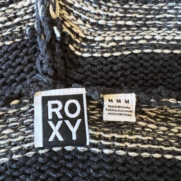 Roxy Striped Hooded Cardigan Size Medium - Picture 3 of 4